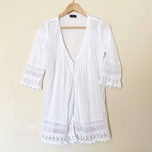 VENUS White Crochet Detail Cardigan Cover-Up